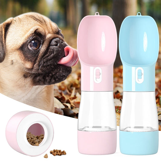 Portable Pet Water Bottle with Food Container – Leak-Proof Travel Dispenser for Dogs & Cats